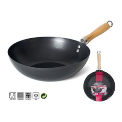 SARTEN WOK CON MANGO MADERA 28 CM