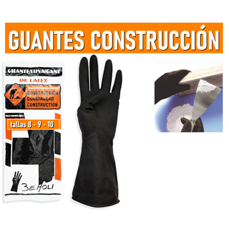 GUANTES LATEX CONSTRUCCIÓN NEGROS TALLA 10