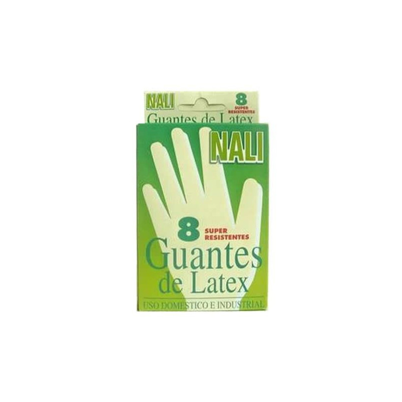 GUANTES LATEX NALI TALLA MEDIANA CAJA 8 UNIDADES